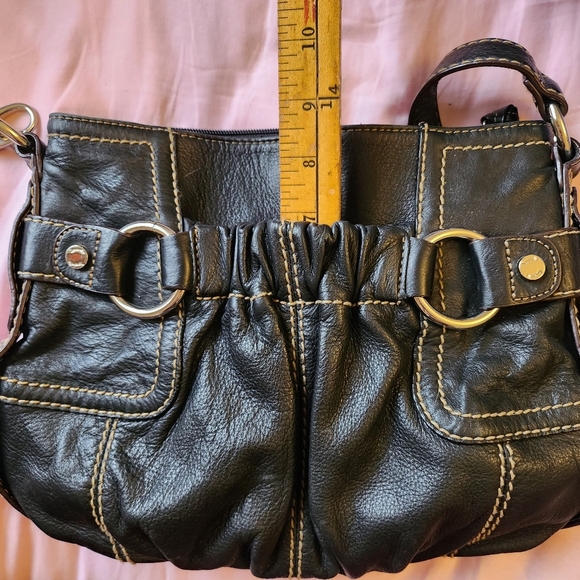 Tignanello Genuine Black Leather Crossbody Handbag Y2K - Picture 8 of 10